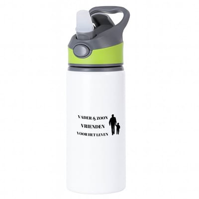 Hacebo® - vader en zoon vrienden voor het leven waterfles met rietje groen - Vriend - vader/zoon - vader cadeautjes - vaderdag - verjaardag - geschenk - kado - vader artikelen - zoon artikelen - zoon verjaardag - water fles - 650ML