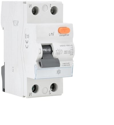 Aardlekschakelaar AC - Stroomschakelaar FI - Elektrische Veiligheid - Overbelasting Kortsluiting Lek - 2P 25A 300mA - Grijs