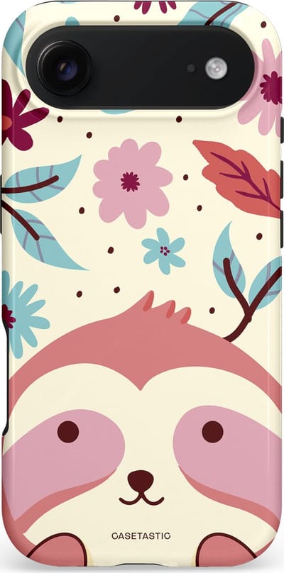 Casetastic hoesje geschikt voor Apple iPhone Air - MagSafe - Dubbellaagse bescherming - Luiaard knuffels - Fashion Case - Crème Koraal Lichtroze