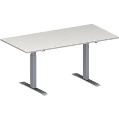 Schäfer Shop  Genius Vergadertafel MODENA FLEX, in hoogte verstelbaar, rechthoekige vorm, T-poot rechthoekige buis, B 1600 x D 800 mm, lichtgrijs