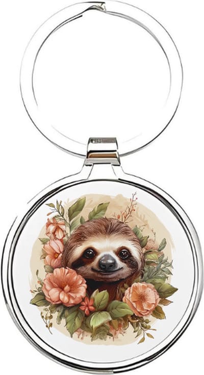 Akyol - Luiaard Sleutelhanger - luiaard - dierenliefhebbers - sloth - zoogdier - dieren - slapen - dierentuin - safari - schattige sleutelhanger - slaapkop - sleutelhanger voor dierenliefhebbers - jungle - Boomdieren - 4 x 7,5 CM