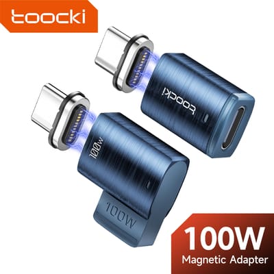 Toocki 100W Magnetische USB C Adapter Naar Type C Voor Xiaomi Huawei LED Display OTG Connector USB C Vrouwelijke converter Voor Oneplus LG