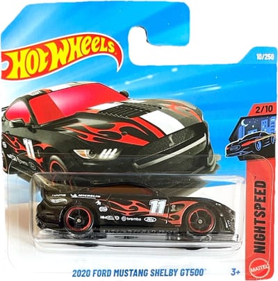 HOT WHEELS 2020 FORD MUSTANG SHELBY GT500 BLACK FLAME 10/250 HW NIGHTSPEED 2/10 SHORT CARD 2026