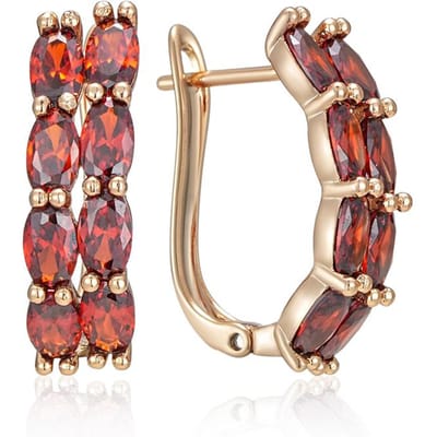 Boucles d'oreilles pendantes Zircon Naturel Rouge Brillant pour Femmes Mode Couleur Or Rose Haute Qualité Bijoux Fins Quotidien beige