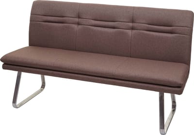Bank MCW-H70, eetkamerbank gestoffeerde bank, rugleuning stof/textiel geborsteld roestvrij staal ~ bruin 160cm