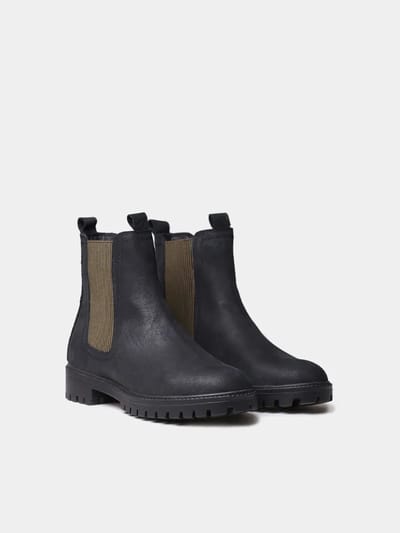 Leren enkellaarsjes voor dames met elastische zijpanelen | CARLA-NC