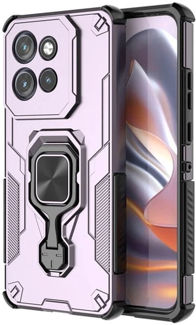 MobyDefend Hoesje - Geschikt voor Motorola Edge 50 Neo / Motorola Edge 60 Neo - Dubbelgelaagde Pantsercase Met Standaard - Roze