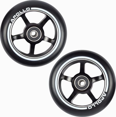 Stunt Scooter Wielenset Zwart - ALU Kern - 100 mm van Apollo