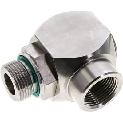 G 1'' M/F RVS Elbow 90deg Draaidoorvoer Hoge druk 250 Bar - Hydrauliek - FL2E-MF-SFP-100G-R