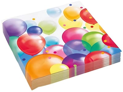 Servetten - verjaardag ballonnen print - 20x - 33x33 cm - feest versiering - wegwerpservetten