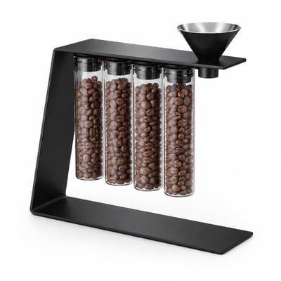My Green Deal – RVS Koffieboonhouder Zwart – Koffiebonen Dispenser – Bonenhouder met Doseertrechter – Coffee Station Organizer – Premium 304 RVS