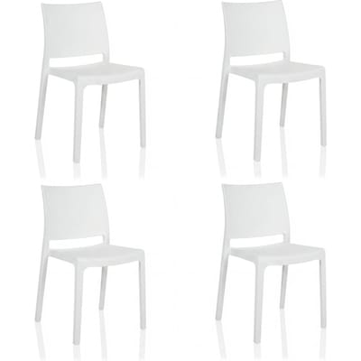 Eetkamerstoel / bezoekersstoel T37 V kunststof wit 4-pack hjh LIVING