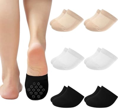 Daity 6 Paar - Teensokken - Toe Socks - Halve Sokken - Yoga Sokken - Anti Slip Sokken - Voetbeschermers - Voorvoetkussentjes - Voorvoetkussen - Comfortabele Sokken - Gladde Teennaad - Ademend - One Size