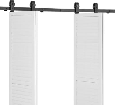 Schuifdeursysteem voor vouwdeuren, 152,4 cm looprail, geschikt voor vier 35,6 cm brede deuren van kasten, pantry's en wasserijen (deuren niet inbegrepen)