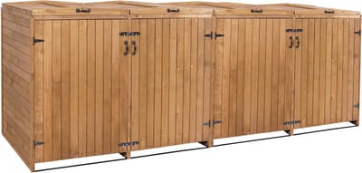 Afvalbox XL 4/8-persoons MCW-H74, afvalbox, uitbreidbaar 126x316x98cm hout MVG ~ bruin