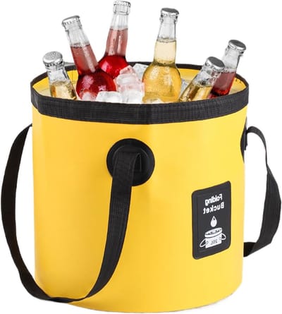 Opvouwbare Emmer - Water Tank - Kamperen en Tuinieren - Stabiele Brede Basis - 12/20 Liter - Geel