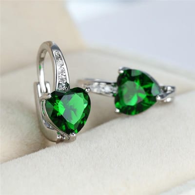 Kristal Paarse Steen Oorbellen Aqua Blauw Zirconium Hart Boho Kleur Bruiloft Sieraden Voor Vrouwen Cadeau gray