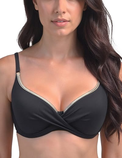 Vivisence Bikini Push Up BH Verstelbare Bandjes Ideaal Voor Strand Zwembad 3222, Zwart-Goud,70D