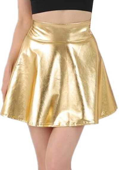 Dailygoods- Mini Rok Hoge Taille - Glanzende Metallic Rok - PU Lederen Rok - Sexy Rok - Party/Cocktail Rok - Eén Maat