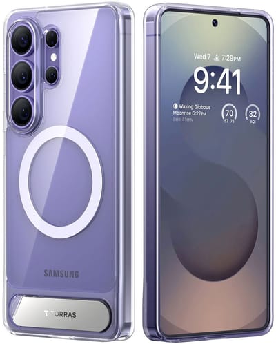 TORRAS Ostand Magnetic Hoesje geschikt voor Samsung Galaxy S26 Ultra - Hybride Backcover Transparant - Met Kickstand - MagSafe Compatible - Hard Plastic & TPU