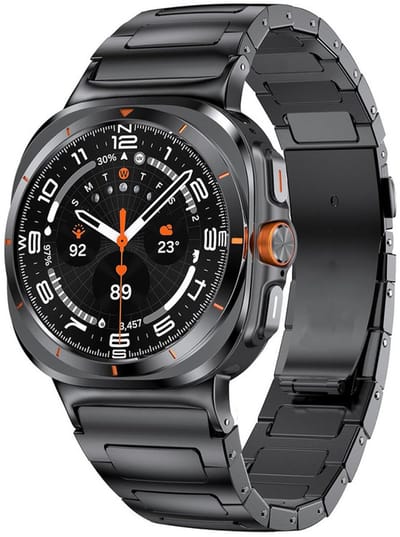 Stalen bandje - RVS - geschikt voor Samsung Galaxy Watch Ultra (47mm) / Ultra 2025 (47mm) - schakelbandje met vlindersluiting - zwart