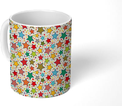 Mok - Koffiemok - Patronen - Sterren - Kleuren - Jongens - Kinderen - Kids - Mokken - 350 ML - Beker - Koffiemokken - Theemok