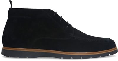Manfield - Heren - Zwarte suède veterboots - Maat 43
