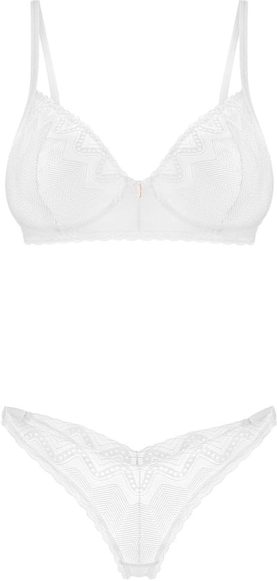 Obsessive - Alissium 2 Piece Set Lingerie set - M/L - Wit