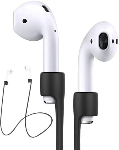 Ainy - Sport band zwart geschikt voor Apple Airpods 1 / 2 / 3 / 4 / Pro 1 & Pro 2 | Siliconen strap cord voor draadloze oordopjes | 50 cm lang kabel