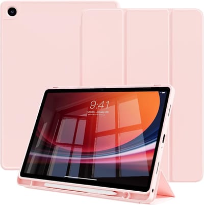 Casemania Hoes Geschikt voor Samsung Galaxy Tab A9 (8.7 inch) - Roze - Tri Fold Tablet Case - Smart Cover