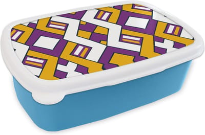 Broodtrommel Blauw - Lunchbox Design - Lijn - Retro - Brooddoos 18x12x6 cm - Brood lunch box - Broodtrommels voor kinderen en volwassenen
