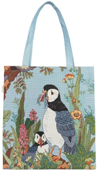 Flat bag - Boodschappentas - Gobelinstof - Puffin - Papagaaiduiker - Vogel