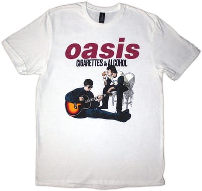 Oasis - Cigarettes & Alcohol Illustration Heren Tshirt - S - Wit