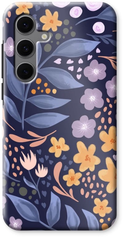 Case Company® - Hoesje geschikt voor Samsung Galaxy S24 FE hoesje - Flowers with blue leaves - Tough Case - Maximale Bescherming alle Kanten en Schermrand
