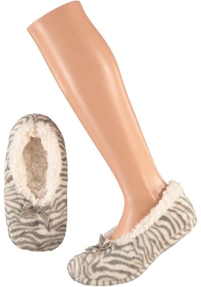 Apollo Ballerina pantoffels/sloffen dierenprint - kinderen - zebra - grijs - maat 28-30