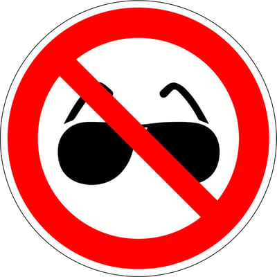 Zonnebrillen verboden sticker 50 mm - 10 stuks per kaart