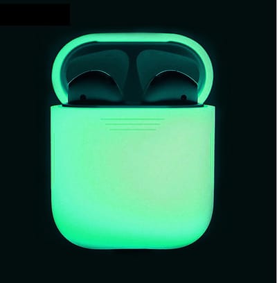 Silicone Case Cover Hoesje geschikt voor Apple Airpods - Wit/Glow in the dark
