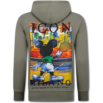 Oversized Hoodie Heren met Capuchon - ICON Milano Print - Dik Geweven - 5812 - Donker Grijs