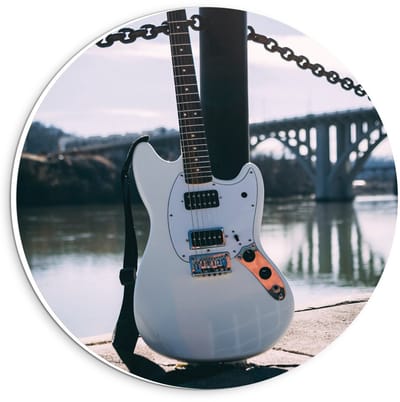 KuijsFotoprint - Schilderij - Witte Gitaar Brug - Wit En Blauw - 20 X 20 Cm