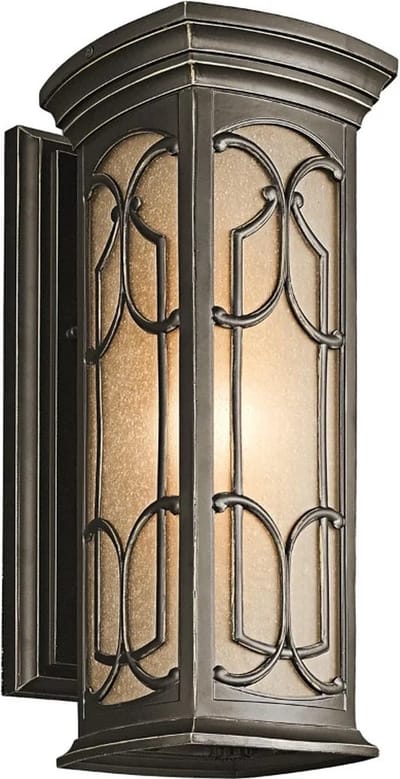 Kichler LED Wand Buitenlamp Franceasi | 1X E27 Max 60W | IP44 | Dimbaar | Olde Bronze