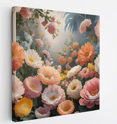 Saammp Canvas Schilderij - Bloementuin - Abstract - 20x20 - Foto op canvas - Wanddecoratie - Muurdecoratie Woonkamer - Slaapkamer decoratie - Canvas Print