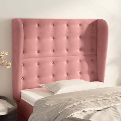 vidaXL - Hoofdbord - met - randen - 103x23x118/128 - cm - fluweel - roze