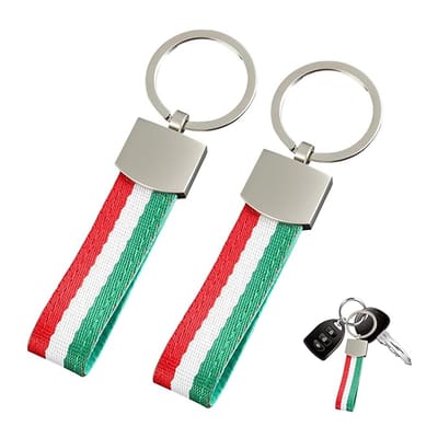 2 stuks sleutelhanger Italiaanse vlag - autosleutelhanger van nylon elastisch linnen voor mannen en vrouwen met sportief design voor sleutels en rugzakken - modieus accessoire