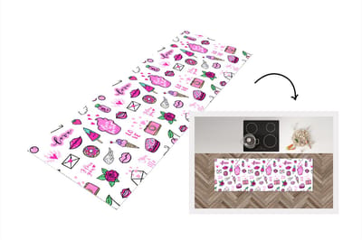Keukenloper - Loper keuken - Meiden - Liefde - IJs - Patronen - 150x50 cm - Keukenloper vinyl