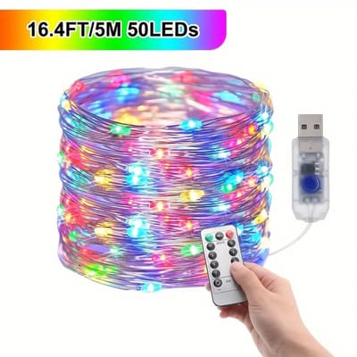 Bovista Lichtslinger - Lichtsnoer Buiten - Binnen - Klimop Slinger - Slinger Met Led Lichtjes - Gemengde Kleuren - 5M