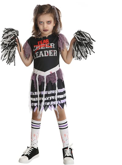 Zombie cheerleader - Zombie kostuum meisjes - Halloween kostuum - Carnavalskleding - Carnaval kostuum - Meisje - 7 tot 9 jaar
