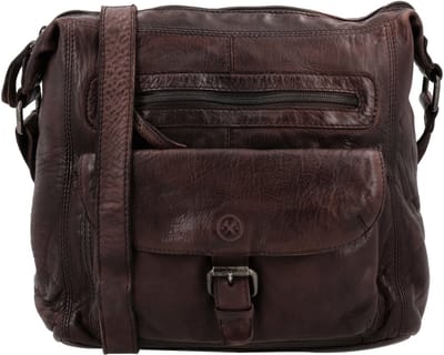 Hide & Stitches Paint Rock Schoudertas - 100% Leer - Donkerbruin