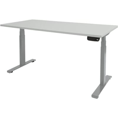 Zit Sta Bureau - T-poot Elek 140x80 grijs -alu frame