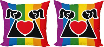 ABAKUHAUS Valentijns decoratieve kussenhoezen (2 stuks), Liefde overwint homokoppel, 50x50 cm, meerkleurig