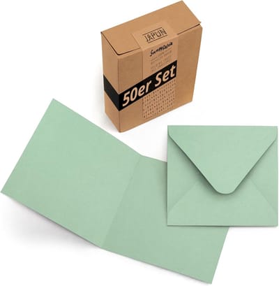 50 Vierkante Wenskaarten Groen Inclusief Enveloppen - Zelf Ontwerpen, Bedrukken of Labelen